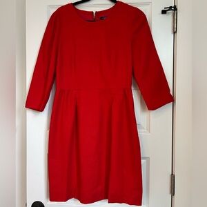 J. Crew Red Pleated Dress